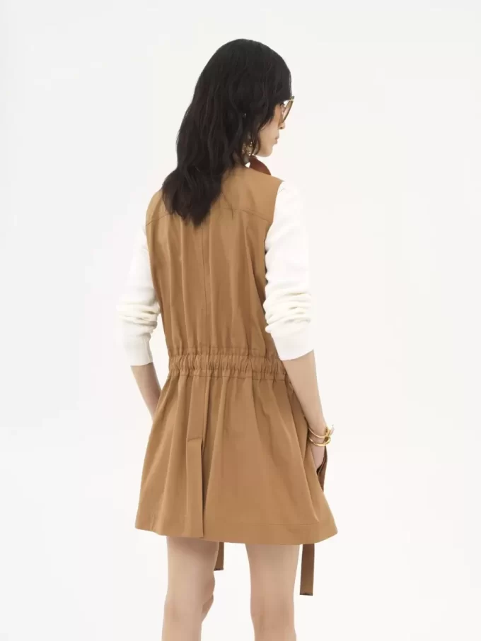 Utilitarian vest in light cotton gabardine